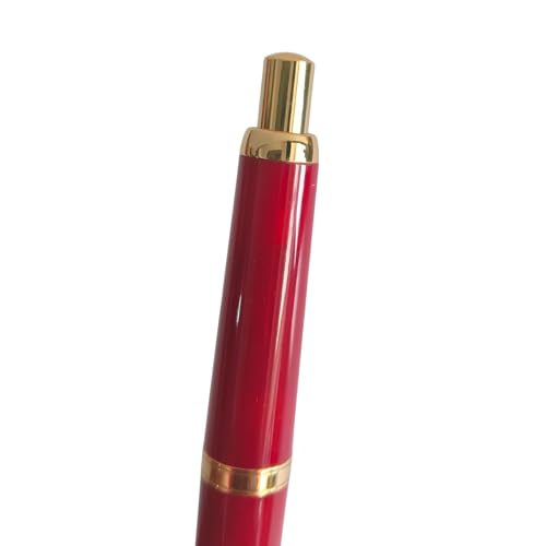 Image of GOLD LEAF Jinhao 20 Press Retractable Fountain Pen - Fine Nib with Converter - Plastic Body & Metal Clip - Multiple Colors - Smooth Writing Pen (No Ink Included) (Red (Gold Clip))