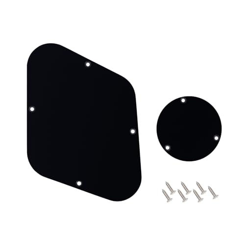 Banworks 3 Ply Les Paul Backplate Cavity Cover and Control Switch Rear Plate Cover Set for Gibson Standard and Custom Les Paul LP JT/HGB-03 Glossy Black