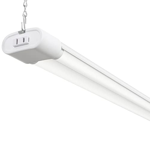 Haian Support LED蛍光灯 40W形*2灯相当 器具一体形 4300lm 36W 高輝度 5000K昼白色 ショップライト チェーン吊下式 2灯式 照明器具 電源コード付き 約1.2m 最大4台連結可能 配線工事不要 省エネ ガレージ用 オフ