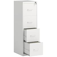 HOMCOM 4 Drawer Filing Cabinet Steel File Cabinet for A4 Letter Size White