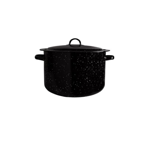 Millvado Granite 12 Qt Stockpot, Nonstick Soup Pot With Lid, Speckled Enamel Ware Cookware, Large Stock Pot For Boiling and Cooking, Big Granite Cooking Pot for Stovetop, Campfire, Outdoor Stove
