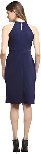 Image of Shasmi Women's Comfortable Red Halter Neck Sleeveless Solid Midi Bodycon Casual Western Stylish Dress