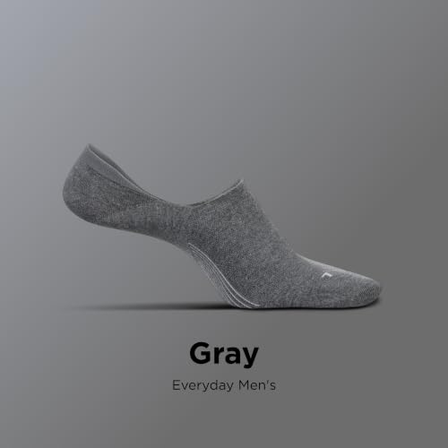 Image of Feetures Everyday Men's Ultra Light Invisble No Show Sock, Gray, XL