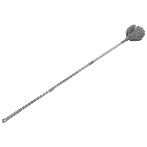 VALICLUD Plumero para Telarañas con Mango Extensible de 3 Tramos Cepillo de Cerdas Duras Gris para Techos Altos Limpieza de Ventiladores Esquinas y Polvo en Interiores Herramienta