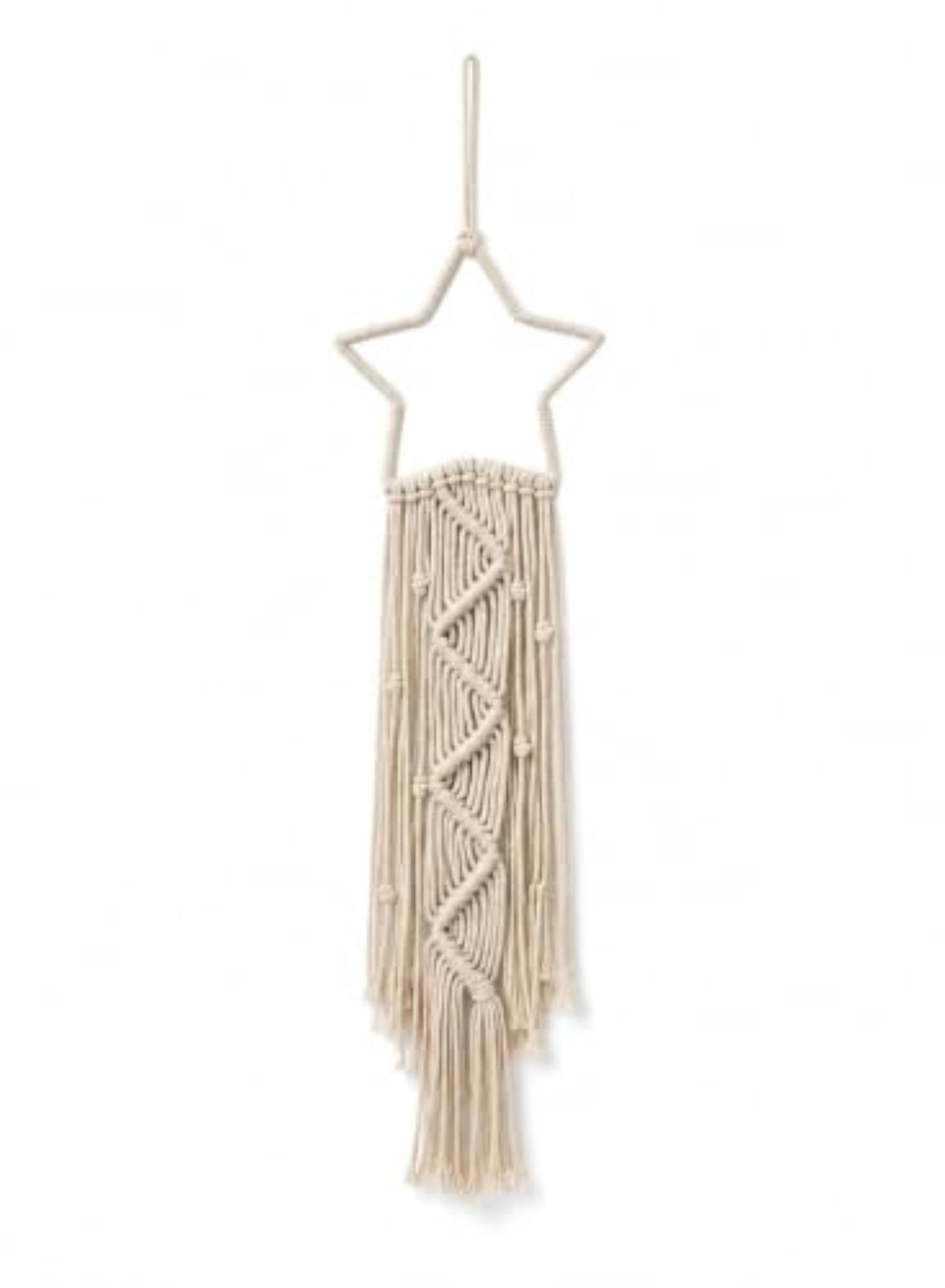 Macrame Star Dreamcatcher Wall Hanging, Off White Decor