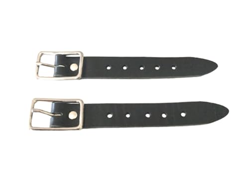 Kilt Extender Buckle Straps for Tight Fitting Kilts Black Leather Nickel Hardware