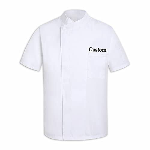 Chaqueta de Chef de Manga Corta Personalizada Chaqueta Chef Personalizada Nombre Bordado Personalizado Servicio de Comida Uniforme de Cocinero Camisa para Hombres y Mujeres Unisex Cover
