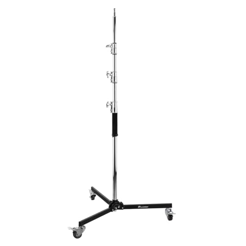 Image of Flashpoint Folding Wheeled Base Stand (Black /Chrome-plated, 11')
