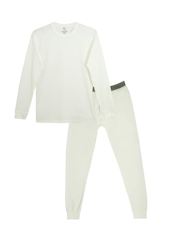 Place and Street Men&rsquo;s Cotton Thermal Underwear Set Shirt Pants Long Johns Natural