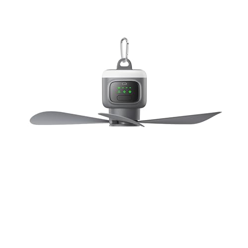 VVU&CCO Portable Ceiling Fan with Light 4 Speeds Adjustment 2/4/8H Timer