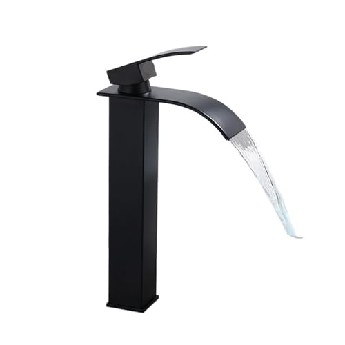 Grifo de lavabo en cascada negro y oro monomando para baño 3