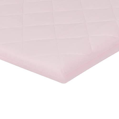 Image of Pastel Light Pink Pack 'n Play Quilted Mattress Sheet - Ultra-Soft, Comfortable Portable Crib Mattress Sheet for Baby Girls; Playpen or Mini Crib Fitted Sheet with Quilted Top