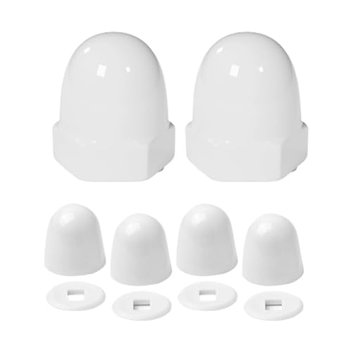 FytStycale Lot de 2 Cache-Boulons de Toilettes Élégants, Décoration de Caches Vis de Toilette en Céramique et PP, Accessoire Salle de Bain Pratique, Ensemble Blanc