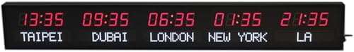 DMBBSAPBSH Orologio Mondiale Digitale a LED, 3 livelli di luminosità/città modificabile, for aziende, hotel, aziende, aeroporti