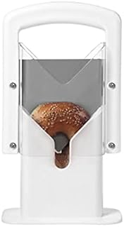 Bagel Slicer, Safety Handle，Bagel Cutter Stainless Steel (White)