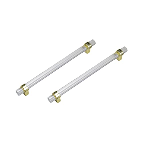 CONPHERON 2 Pcs Cupboard Pulls Handles Crystal Acrylic Cabinet Pull Handle Drawer Knobs Furniture Kitchen Door Handles Cabinet Knobs Gold 192mm
