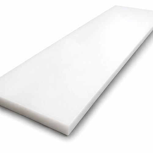 Tabla de cortar rectangular 119.99x25.4x1.27 cm en PET blanco miniatura 1