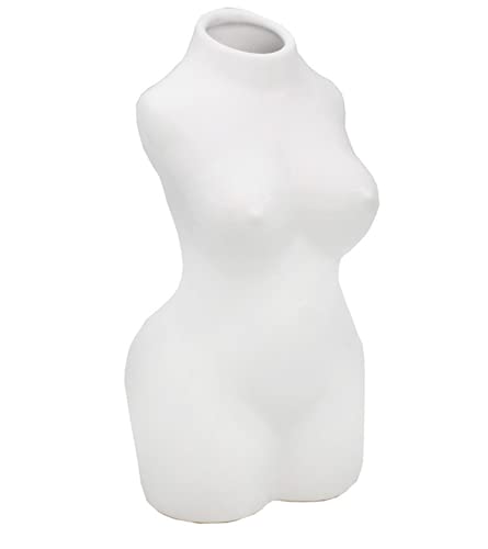 Leonardo Collection Medium White Body Bust Vase Human Body Vase Ceramic Body Vase Female Form Large Butt Plant Pot Lady Butt Vase Woman Planter Pot Decorative Art Sculpture (White)