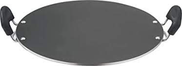 Vinod Aluminium Nonstick Zest Pathri Round Tawa Both Side Handles (31.5cm_Black)