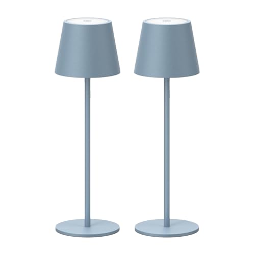 Klighten 2 Pezzi LED Dimmerabile Blu Lampada da Scrivania senza fili, Ricaricabile Interni/Esterni...