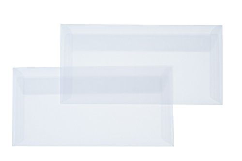 50 Briefumschläge Weiß - Transparent Din lang 11 x 22 cm mit Haftstreifen, Grammatur 90 g/m² Cover