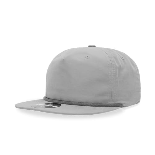 Casquette 5 panels grise Decky avec cordelette, chapeau en coton mélangé réglable taille unique
