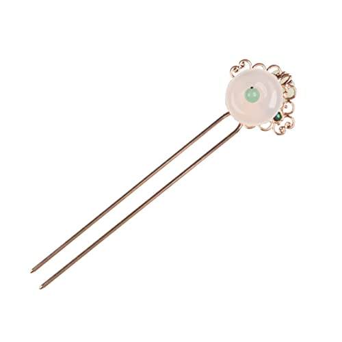 TOVINANNA 1個 ヘアピン ヴィンテージフラワーヘ ック シニョンかんざしピン 着物ヘ ック 翡翠の髪箸 クラシカルヘ ック U字かんざし 中華風かんざし 白瑪瑙