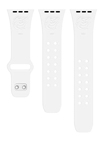 Game Time Baltimore Orioles Engraved Silicone Sport Watch Band Compatible with Apple Watch (38/40/41mm White)