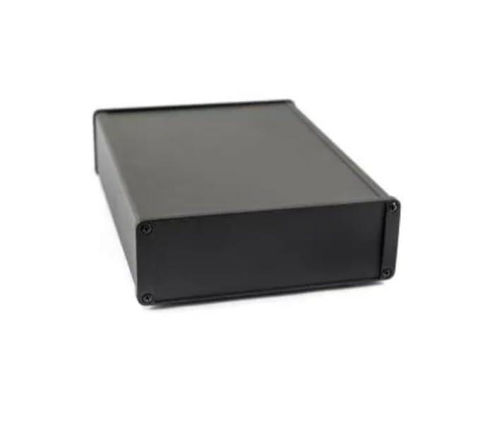 1457T2201EBK, Enclosures, Boxes, & Cases EMI/RFI Alum/Flanged 8.66x2.35x6.51 Blac