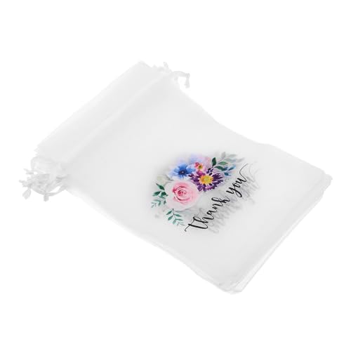 LUOZZY 10Pcs Lavender Sachet Pouches Small Lavender Organza Drawstring Bags Jewelry Candy Wrapping for Wedding Party Favor - 46Inch White