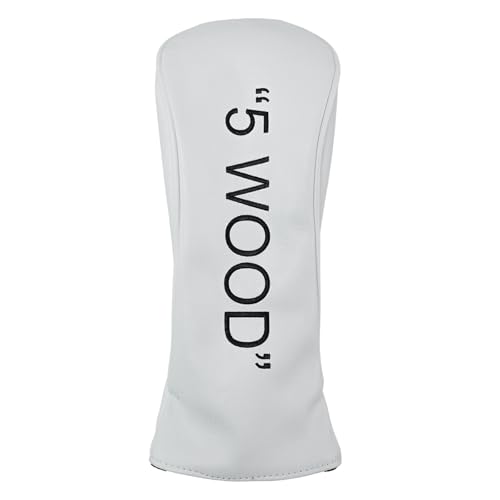 Golf Club Covers – Leather Driver Headcover, Fairway Wood, 3 Wood, Hybrid, Fits Mallet Blade Putter Head Covers Alignment Stick Cover (5 Wood)