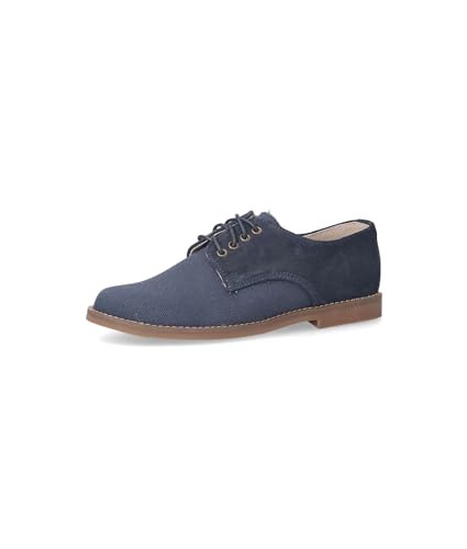 PEKES Zapato comunión Piel Serraje y Textil Cordones niño Marino - Talla 34