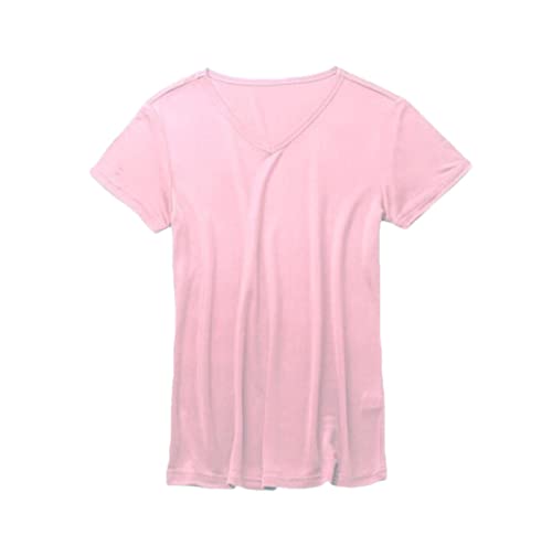 T-shirt col en V femme FULBHPRINT haut manches courtes en soie et viscose fluide