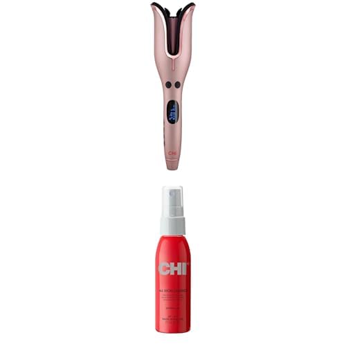 Bundle of CHI Spin N Curl, Curling Iron for Healthy & Shiny Effortless Curls & Waves, Rose Gold & CHI 44 Iron Guard Thermal Protection Spray, Nourishing Formula Helps Resist Heat Damage, 2 Oz