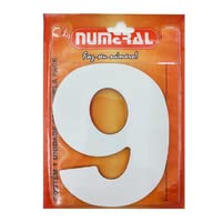 Algarismo 9 Numeral 125mm Branco 500-9
