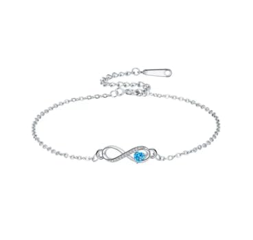XFSRG Pulsera Mujer con Infinito y Cristal Verde Ajustable para Diseño Elegante Moderno Joyería Fina Uso Diario Ocasiones Especiales (Azul Cielo)