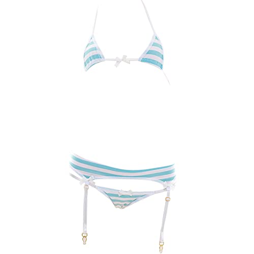 SINGUYUN Traje de bikini sexy para mujer, bikini de anime, cosplay, lencería kawaii y conjunto de bragas, azul (204blue), Talla única