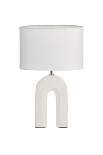 Pauleen 48320 Tischleuchte Glow of Purity E14 max. 20W Wei&szlig;, Beige Stoff, Keramik Nachttischleuchte