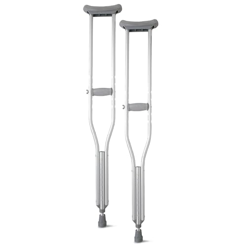 Medline Aluminum Crutches for Kids, Adults & Seniors, Walking Aid, 300 LB Weight Capacity,1 Pair, Fitting 5'2' - 5'10'