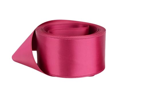 Image of Ribbon Bazaar Double Faced Satin - Premium Gloss Finish - 100% Polyester Ribbon for Gift Wrapping, Crafts, Scrapbooking, Hair Bow, Decorating & More - 5 /8 inch Cerise 50yd Spool
