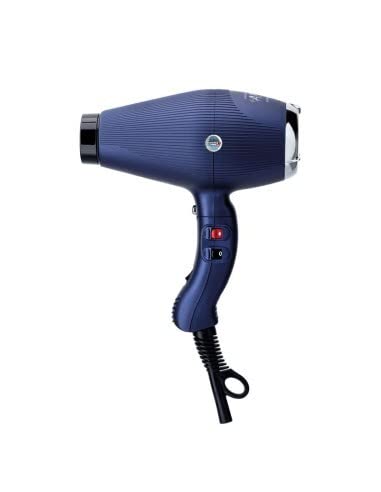 Gammapiu Sèche-cheveux professionnel Air Dual Ionique Générateur Ionique Sèche-cheveux léger silencieux puissant Technologie ionique Grille plaquée argent W 1850-2200 (bleu nuit)