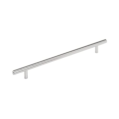 Image of Amerock | Cabinet Pull | Polished Chrome | 10-1 /16 inch (256 mm) Center to Center | Bar Pulls | 1 Pack | Drawer Pull | Drawer Handle | Cabinet Hardware | 10-1 /16 inch (256mm) Center-to-Center Mounting Distance and 13-1 /4 inch Overall Length, Durable Carbon Steel Cabinet Hardware