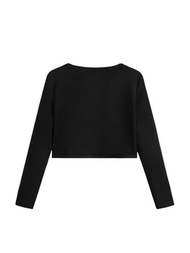 SweatyRocks Girl's Cropped Cardigan Long Sleeve Jacket Open Front Knit Outerwear2