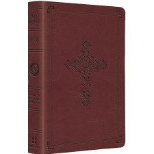 Imitation Leather ESV Compact TruTone Bible - Antique Cross (Cranberry) Book