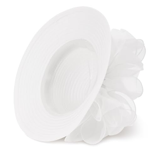 Image of DRESHOW Lady Derby Dress Church Bowler Cloche Hat Bowknot Organza Bridal Cap for Wedding