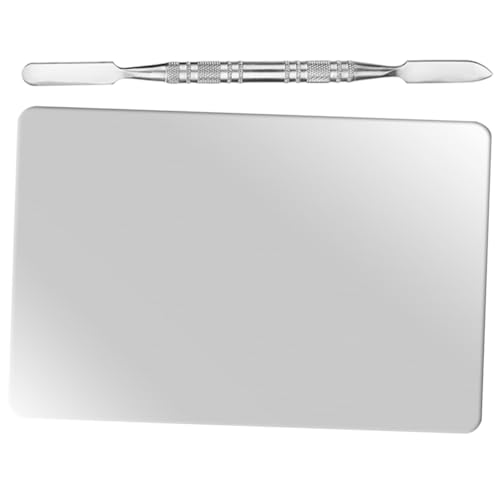 Beaupretty 1 セット メイクア パレット フレンチマニ キット ーム 化粧箱 エアブラシ 化粧品 アクセサリー 粉 皿 リ ライナー 銀 ハイライターメイク 方式 ステンレス鋼