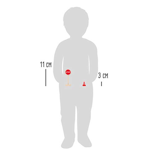 Small Foot Verkehrsschilder-Set aus Holz, Zubehör für Holzfahrzeuge und Eisenbahnen, für Kinder ab 3 Jahren, 11736 Toys