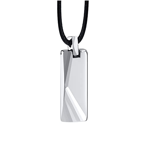 Collier Tungstène personnalisé avec plaque brillante en acier robuste pour homme