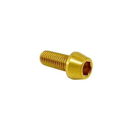 Image of RISON Titanium Bolts Ti Bolt M5*0.8 * 16 Hex Tapered Socket Head 5Pcs Gold Titanium Hex Tapered Head Bolt Screw for Bike stem