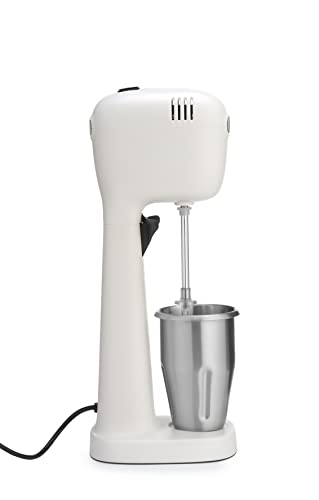 HENDI Getränkemixer, inkl. 2 Mischbecher, 4 Rührwerken, für Milchshakes, Freddo Cappuccino, Frappés, Milchshake Maker, Drink mixer, 0,5L, 230V/400W, 170x196x(H)490mm, ABS, Edelstahl, weiß